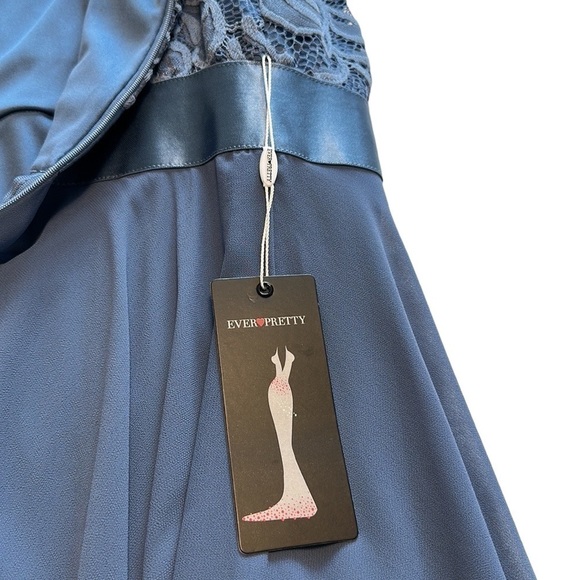 Ever-Pretty V- Neck Lace A Line Chiffon Cocktail Dress - Size Small - Picture 6 of 10